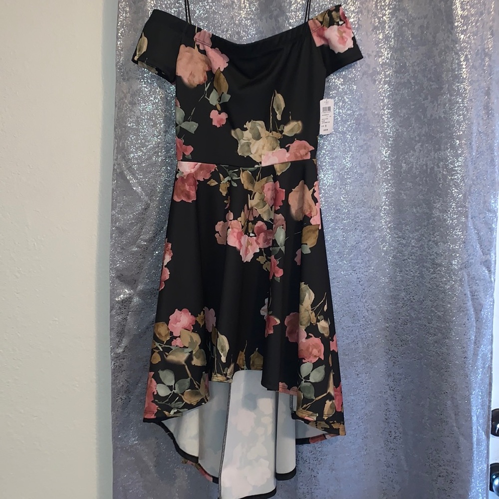 Windsor hi-lo off the shoulder floral dress